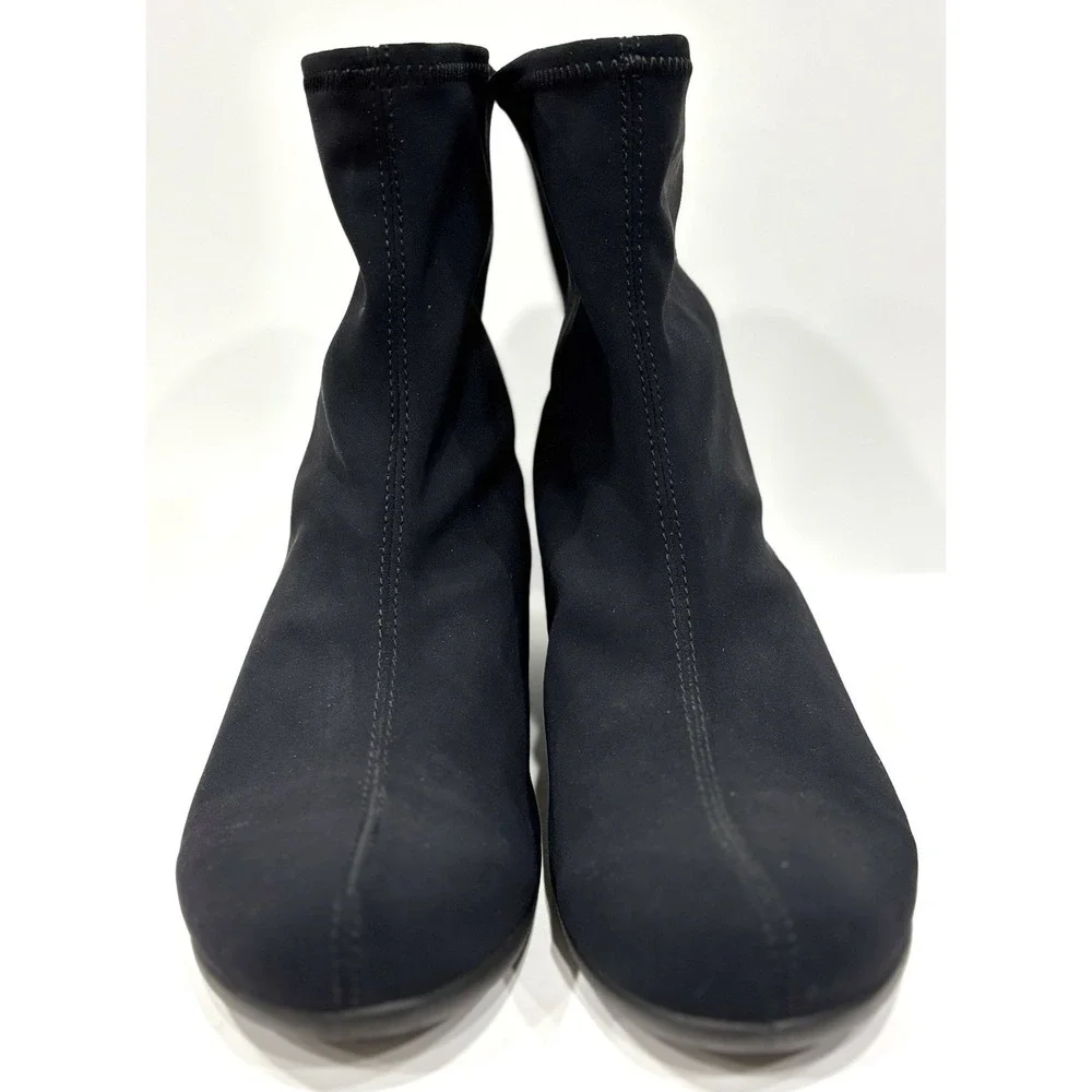 ECCO Women's Black Gore-Tex Stretch Ankle Boots EU 41 Low Wedge Slip-On
